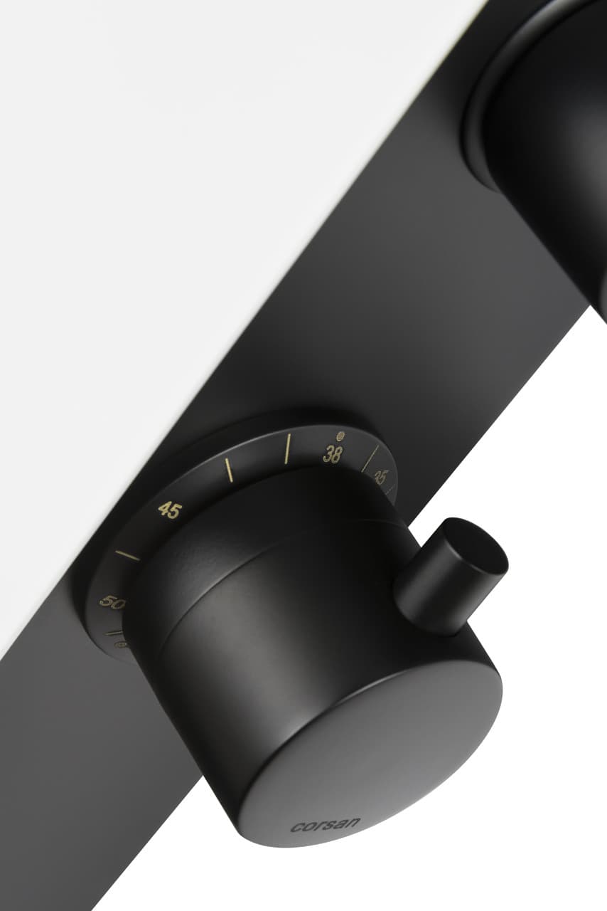 Panel prysznicowy Corsan DUO Termostat Biało-Czarny Deszczownica LED