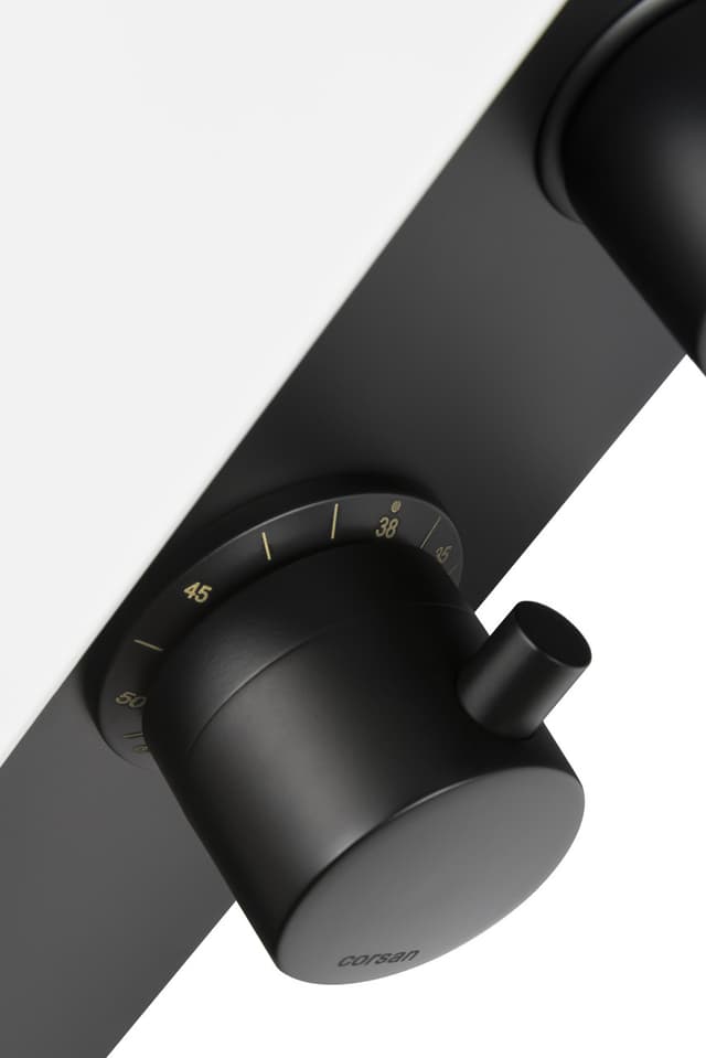 Panel prysznicowy Corsan DUO Termostat Biało-Czarny Deszczownica LED