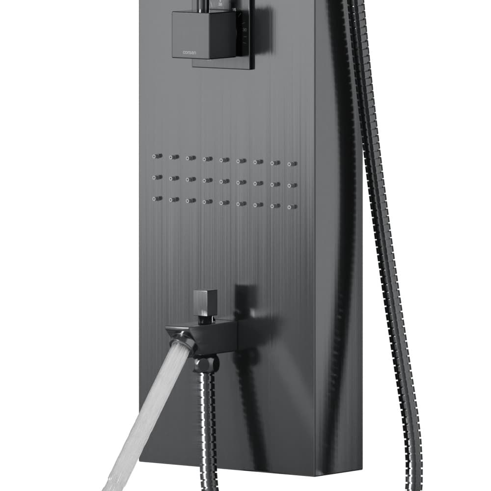 Panel prysznicowy Corsan NEO Termostat Stal GunMetal Wylewka