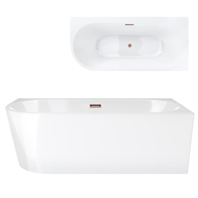 Wanna wolnostojąca narożna Corsan INTERO 150 x 74,5 Montaż prawostronny Korek klik-klak Miedziany / Różowe Złoto