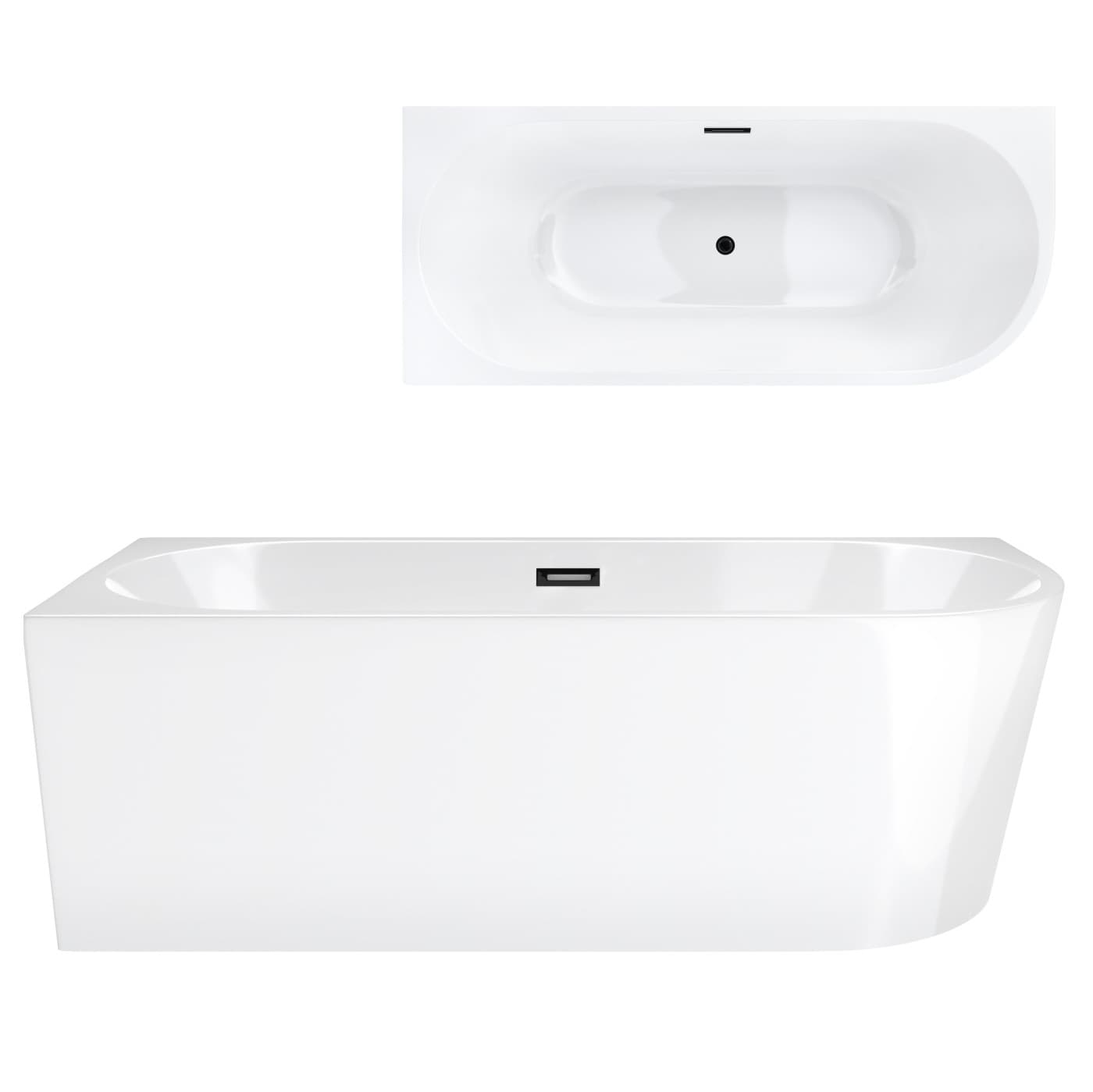 Wanna wolnostojąca narożna Corsan INTERO 150 x 74,5 Montaż lewostronny Korek klik-klak Grafit / GunMetal