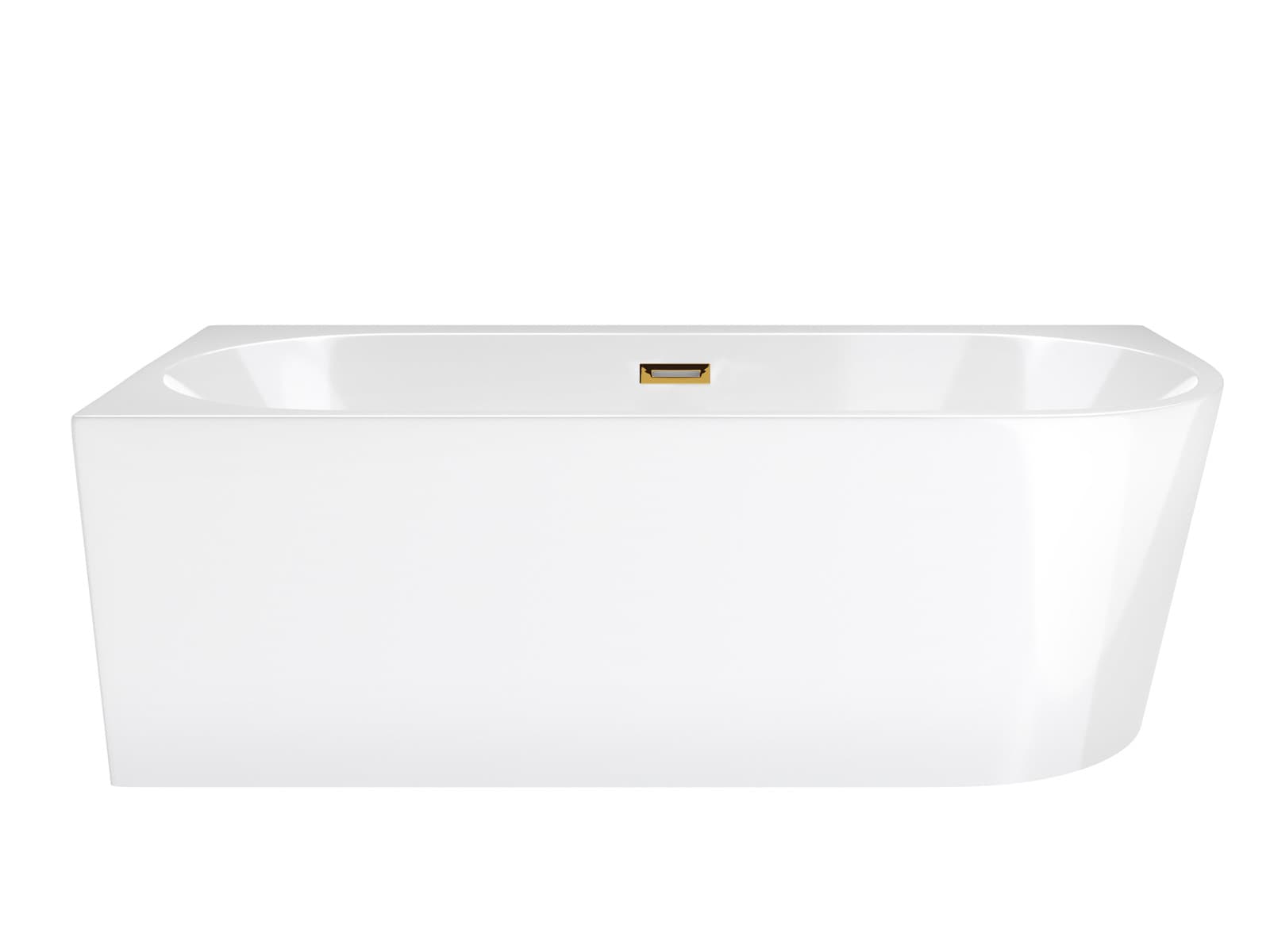 Wanna wolnostojąca narożna Corsan INTERO 170 x 80 z szeroką krawędzią Montaż lewostronny Korek klik-klak Szczotkowane Złoto