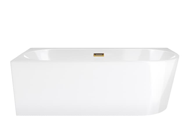 Wanna wolnostojąca narożna Corsan INTERO 170 x 80 z szeroką krawędzią Montaż lewostronny Korek klik-klak Szczotkowane Złoto