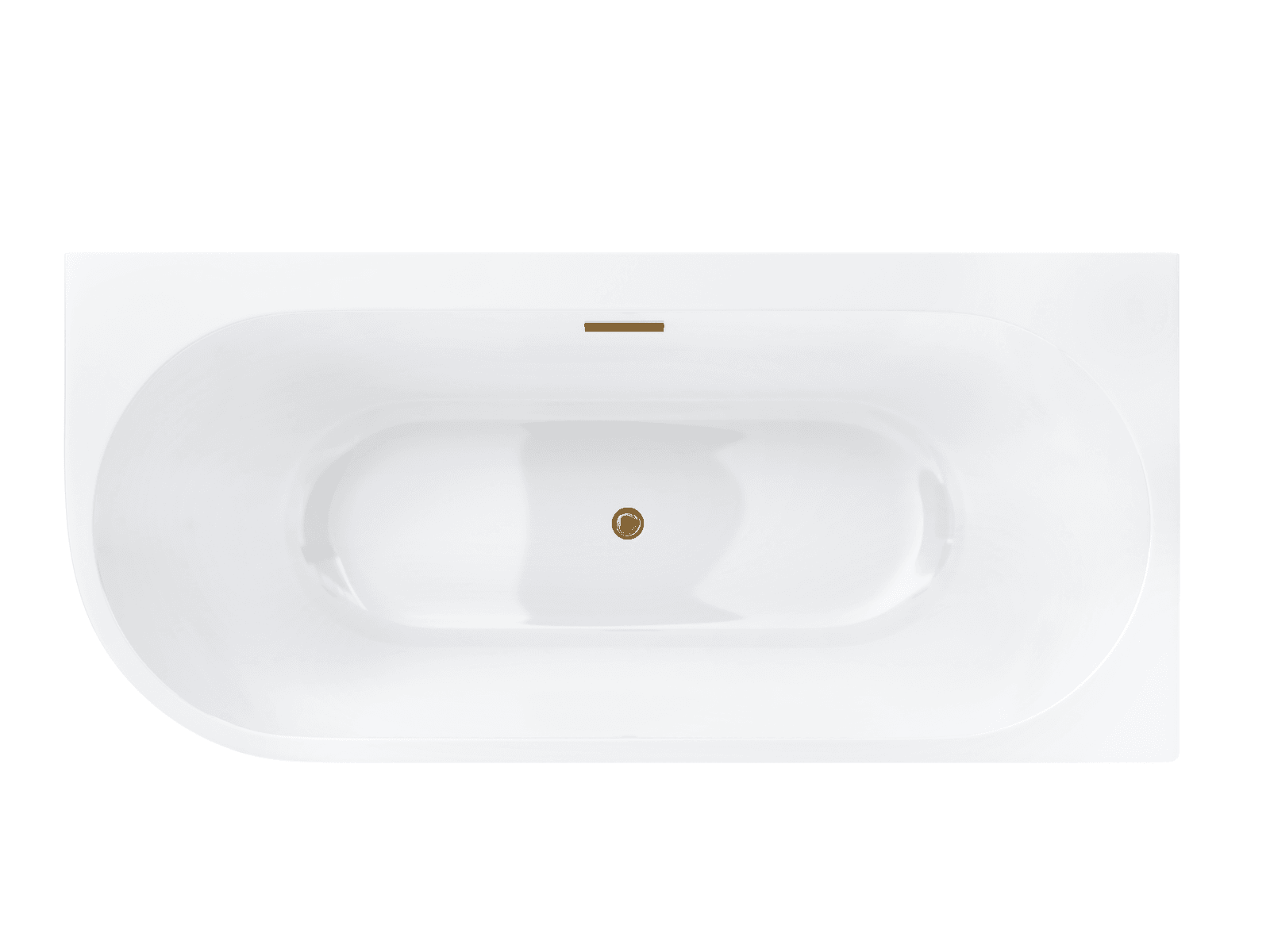 Wanna wolnostojąca narożna Corsan INTERO 160 x 74 z szeroką krawędzią Montaż prawostronny Korek klik-klak Szczotkowane Złoto