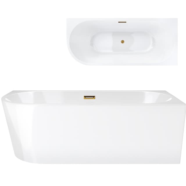 Wanna wolnostojąca narożna Corsan INTERO 170 x 73 Montaż prawostronny Korek klik-klak Szczotkowane Złoto