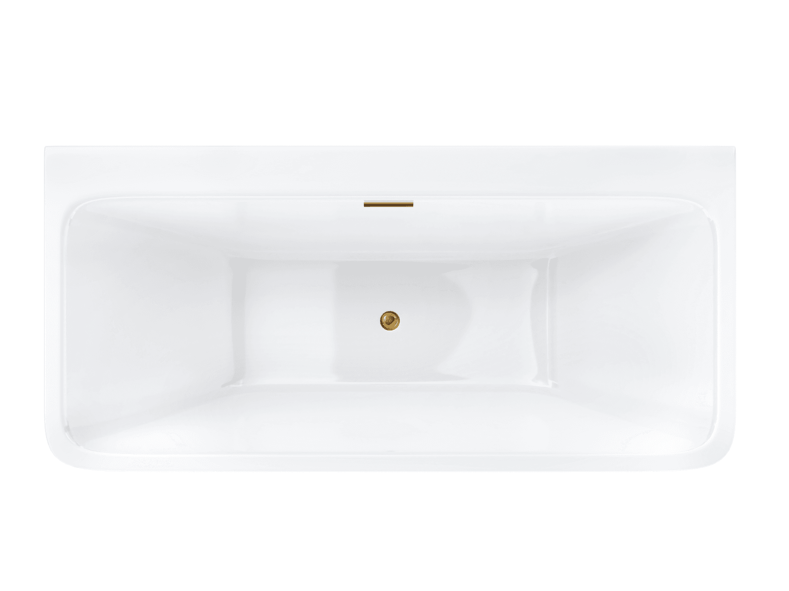 Wanna przyścienna wolnostojąca Corsan ISEO 160 x 74 cm z szeroką krawędzią Korek klik-klak Szczotkowane Złoto