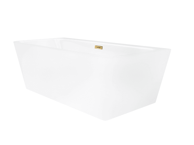 Wanna przyścienna wolnostojąca Corsan ISEO 160 x 74 cm z szeroką krawędzią Korek klik-klak Szczotkowane Złoto