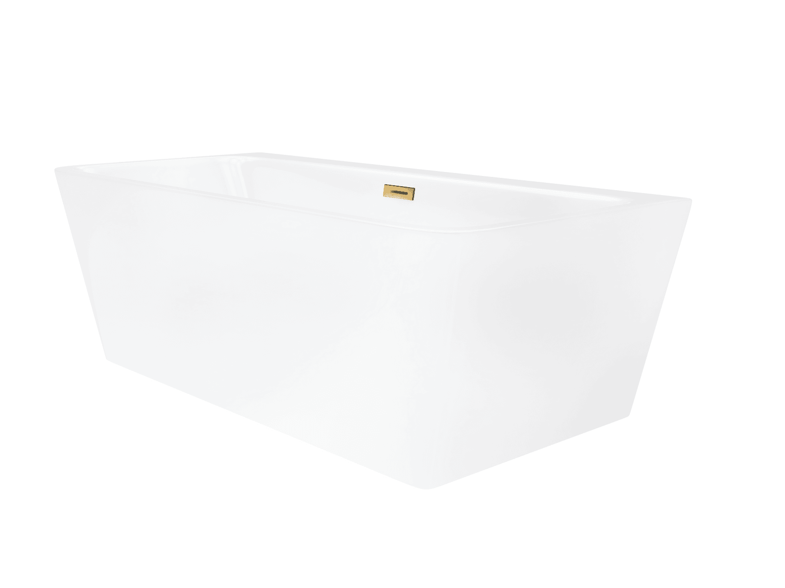 Wanna przyścienna wolnostojąca Corsan ISEO 150 x 75 cm z szeroką krawędzią Korek klik-klak Szczotkowane Złoto