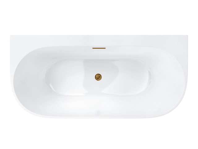 Wanna przyścienna wolnostojąca Corsan MONO 150 x 75 cm z szeroką krawędzią Korek Klik-Klak Szczotkowane Złoto