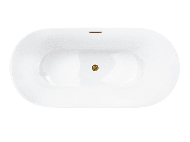 Wanna wolnostojąca Corsan RENO 160 x 74 cm z boczną półką Korek klik-klak Szczotkowane Złoto