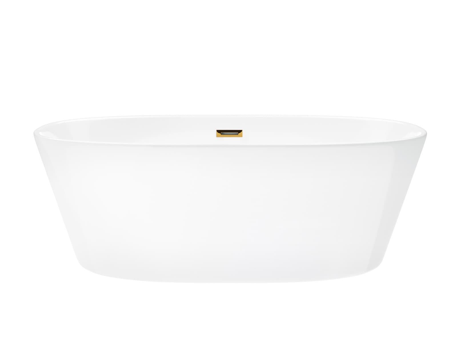 Wanna wolnostojąca Corsan SALINA 160 x 75 cm Korek klik-klak Szczotkowane Złoto