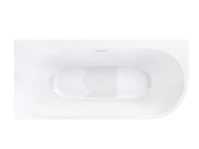 Wanna wolnostojąca narożna Corsan INTERO 150 x 74 z szeroką krawędzią Montaż lewostronny Korek klik-klak Biały