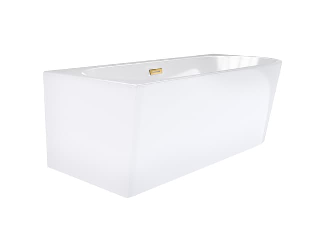 Wanna wolnostojąca narożna Corsan INTERO 150 x 74 z szeroką krawędzią Montaż lewostronny Korek klik-klak Złoty