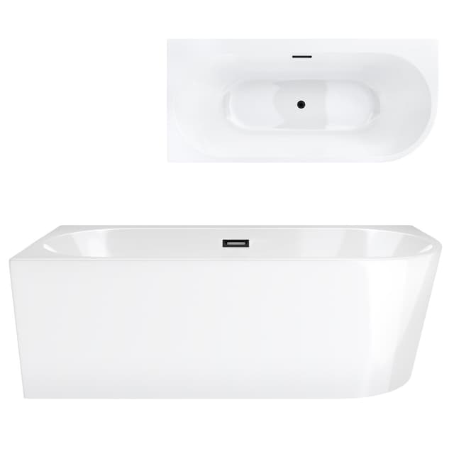 Wanna wolnostojąca narożna Corsan INTERO 150 x 74 z szeroką krawędzią Montaż lewostronny Korek klik-klak Grafit / Gun Metal