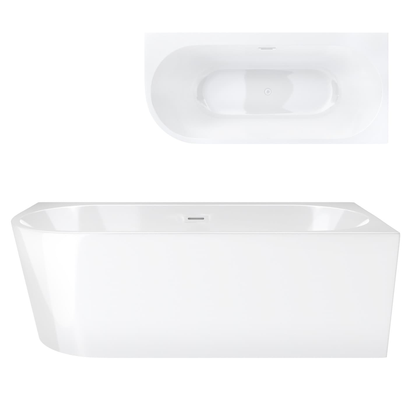 Wanna wolnostojąca narożna Corsan INTERO 150 x 74 Montaż prawostronny Korek klik-klak Biały