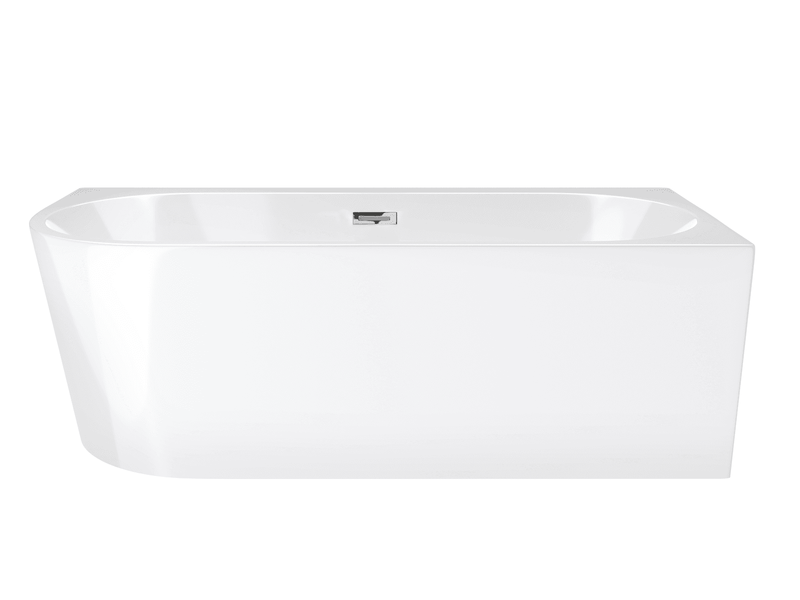 Wanna wolnostojąca narożna Corsan INTERO 150 x 74 z szeroką krawędzią Montaż prawostronny Korek klik-klak Chrom