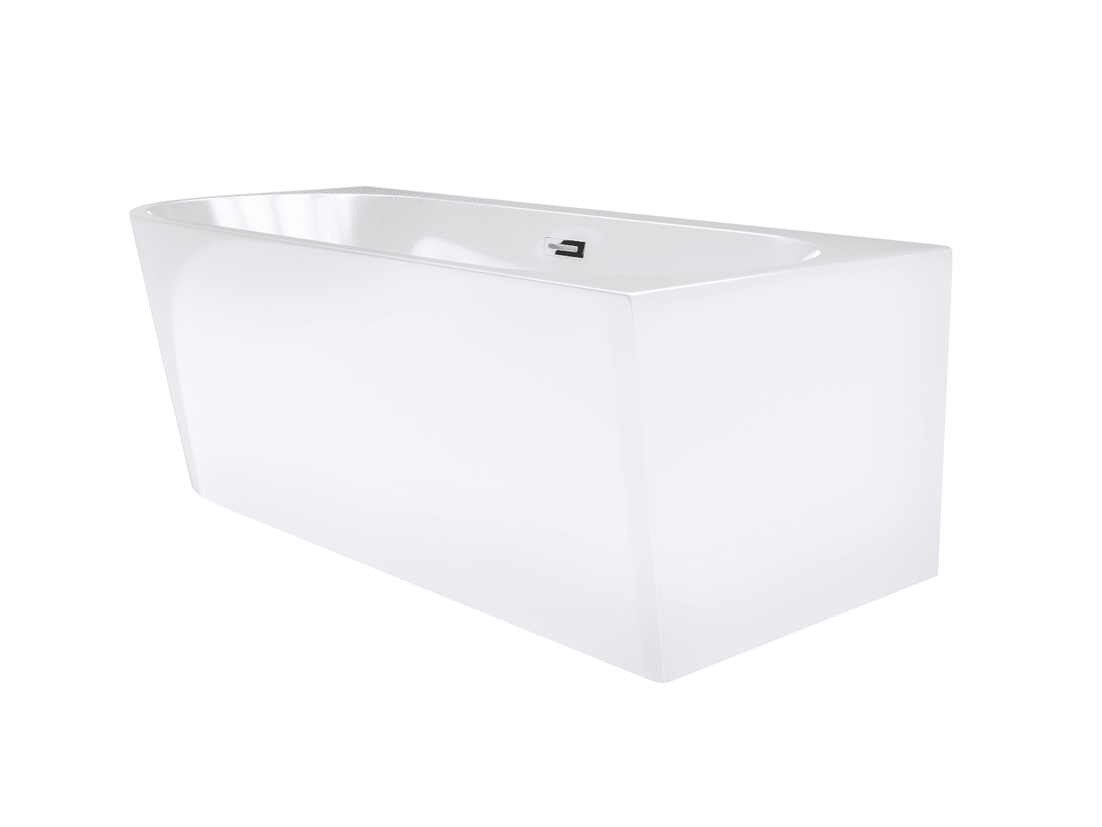 Wanna wolnostojąca narożna Corsan INTERO 150 x 74 z szeroką krawędzią Montaż prawostronny Korek klik-klak Chrom