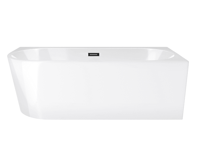 Wanna wolnostojąca narożna Corsan INTERO 150 x 74 z szeroką krawędzią Montaż prawostronny Korek klik-klak Czarny