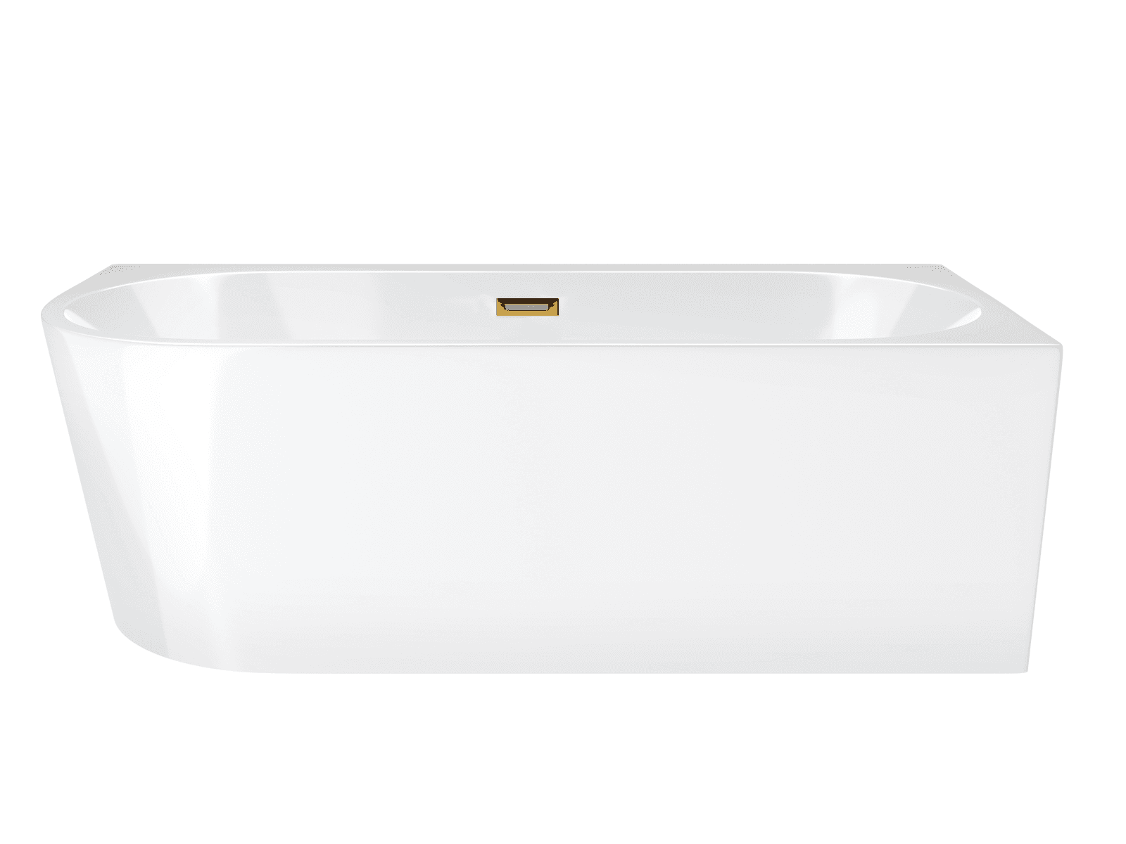 Wanna wolnostojąca narożna Corsan INTERO 150 x 74 z szeroką krawędzią Montaż prawostronny Korek klik-klak Szczotkowane Złoto