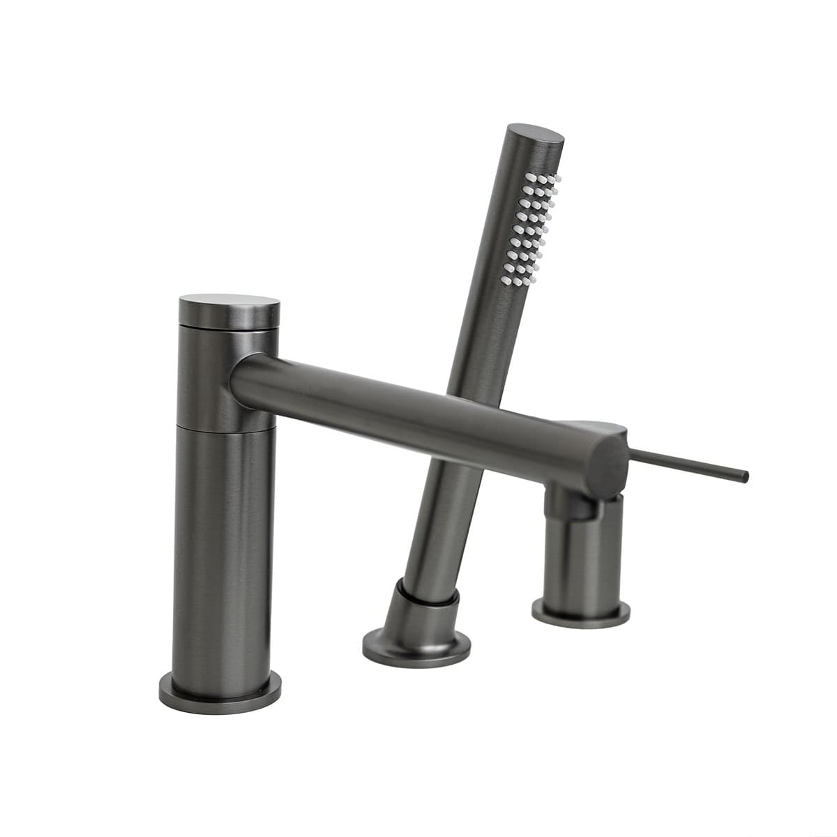 Bateria wannowa 3 otworowa LUGO CMB7542GM z wylewką i słuchawką prysznicową GunMetal