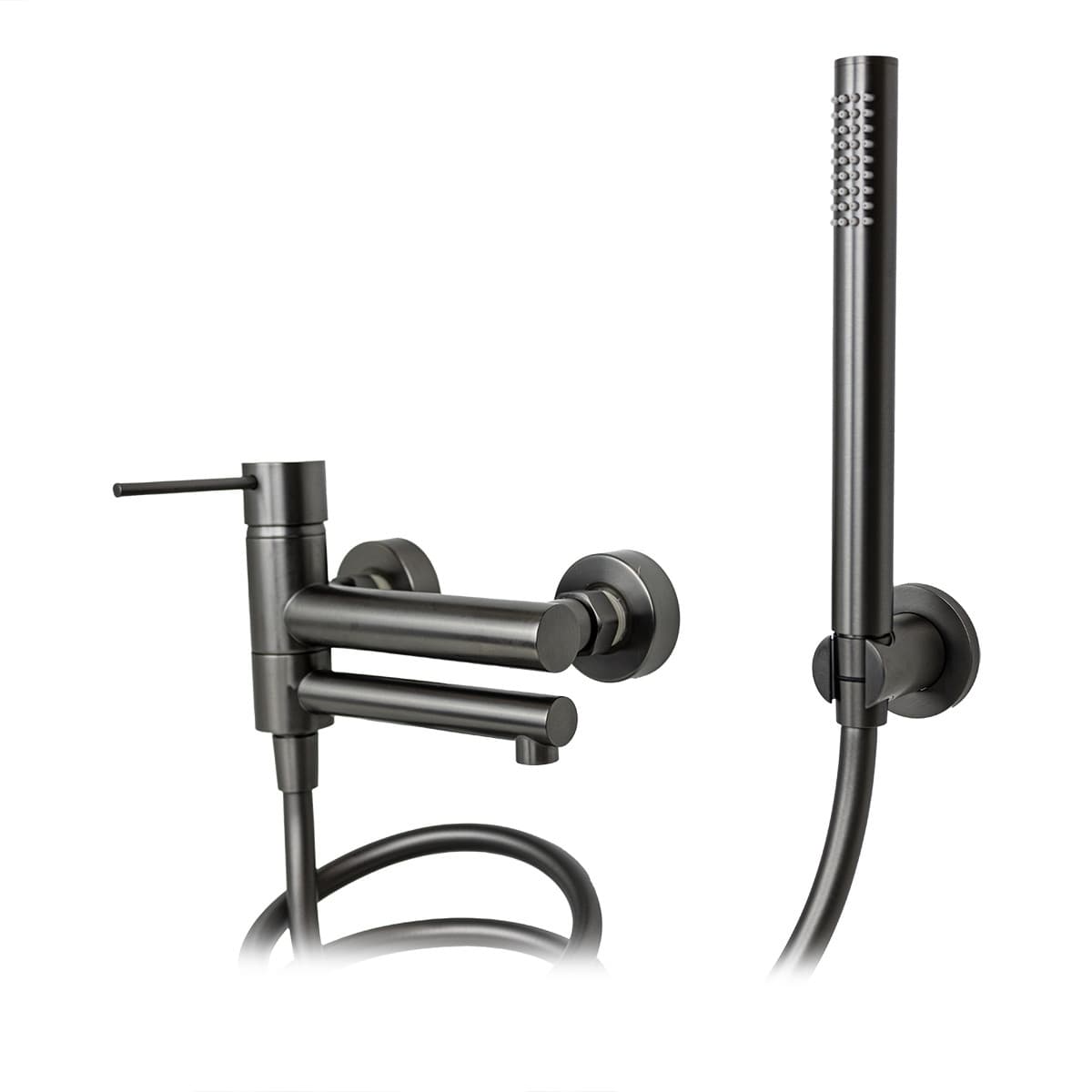 Bateria wannowa ścienna Corsan Lugo CMZ7541GM z zestawem natryskowym GunMetal