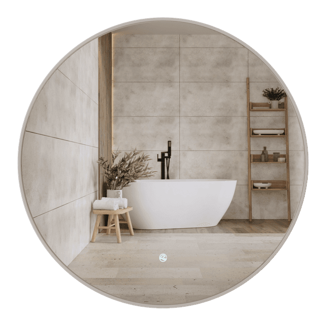 TONDO Lustro ze zmienną barwą LED okrągłe 700 mm, włącznik dotykowy i mata grzewcza, w ramie akrylowej