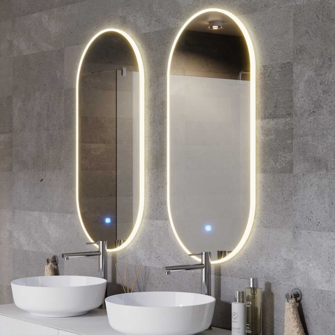 OVO Lustro ze zmienną barwą LED 500x1000 mm, włącznik dotykowy i mata grzewcza, w ramie akrylowej