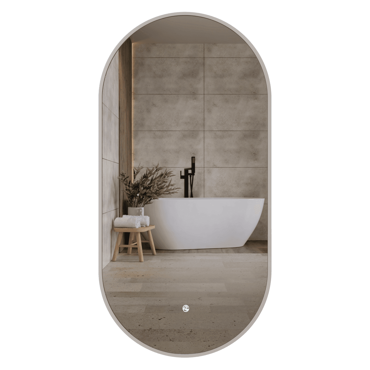 OVO Lustro ze zmienną barwą LED 500x1000 mm, włącznik dotykowy i mata grzewcza, w ramie akrylowej