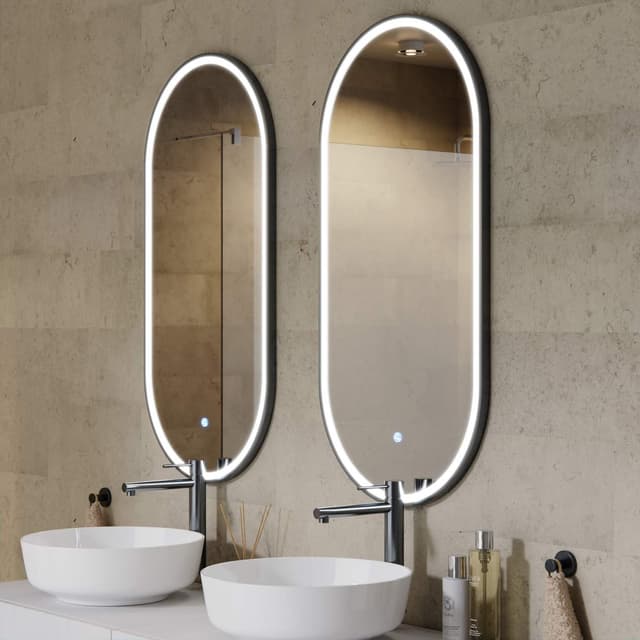 OVO Lustro ze zmienną barwą LED 500x1000 mm, włącznik dotykowy i mata grzewcza, w ramie GunMetal
