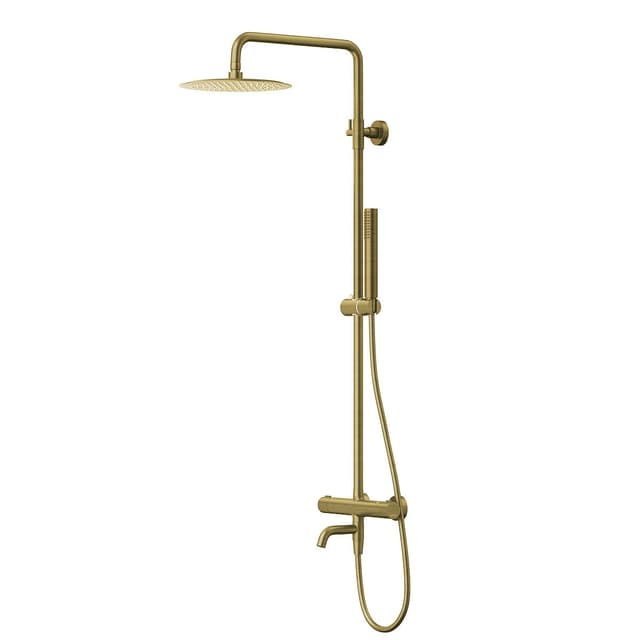Kolumna prysznicowa LUGO CMN01TBGLW Deszczownica 25cm Termostat Wylewka obrotowa Złoto Szczotkowane