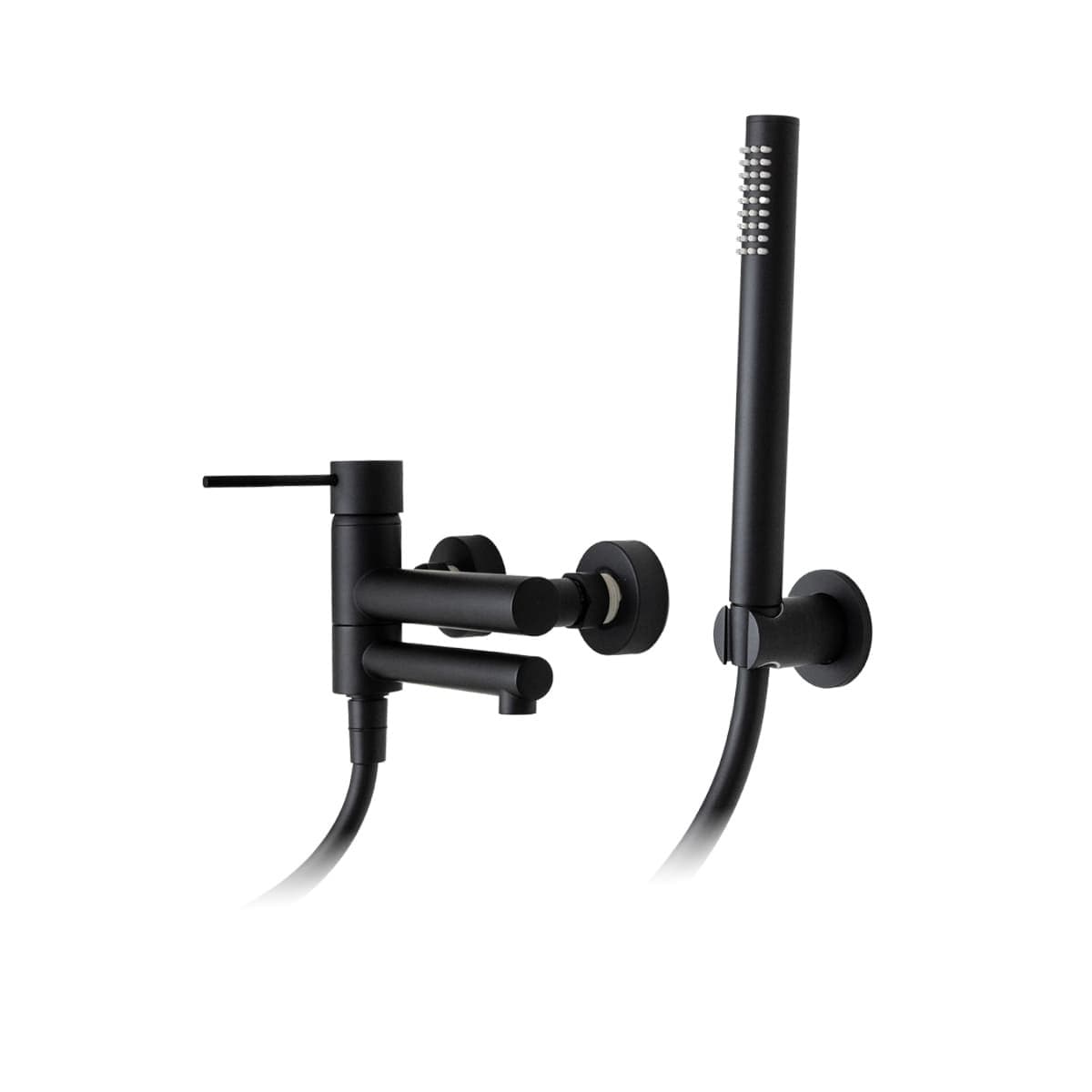 Bateria wannowa ścienna Corsan Lugo CMZ7541BL z zestawem natryskowym czarna