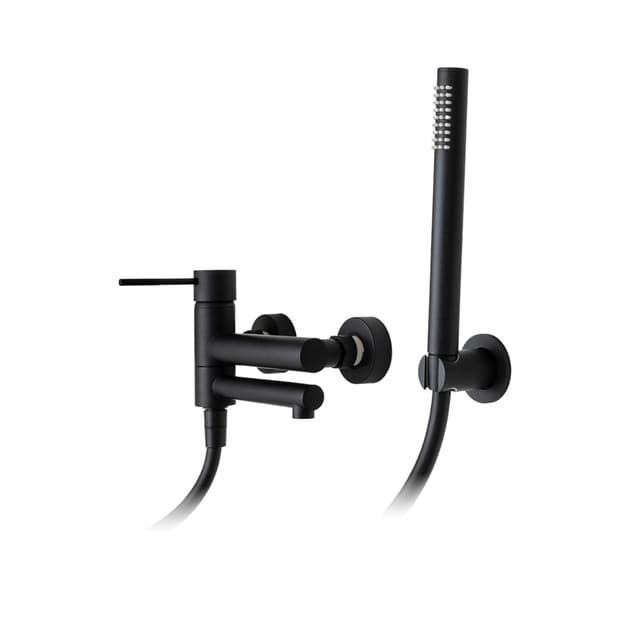 Bateria wannowa ścienna Corsan Lugo CMZ7541BL z zestawem natryskowym czarna