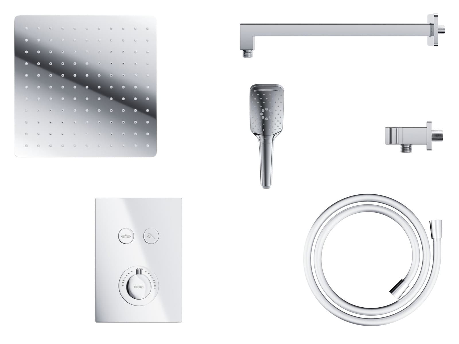 Zestaw prysznicowy Corsan CMZ049CH chrom z deszczownicą i głowicą termostatyczną