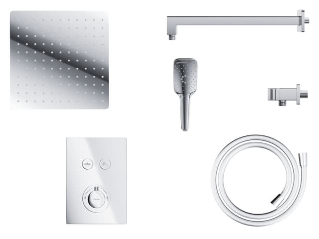 Zestaw prysznicowy Corsan CMZ049CH chrom z deszczownicą i głowicą termostatyczną