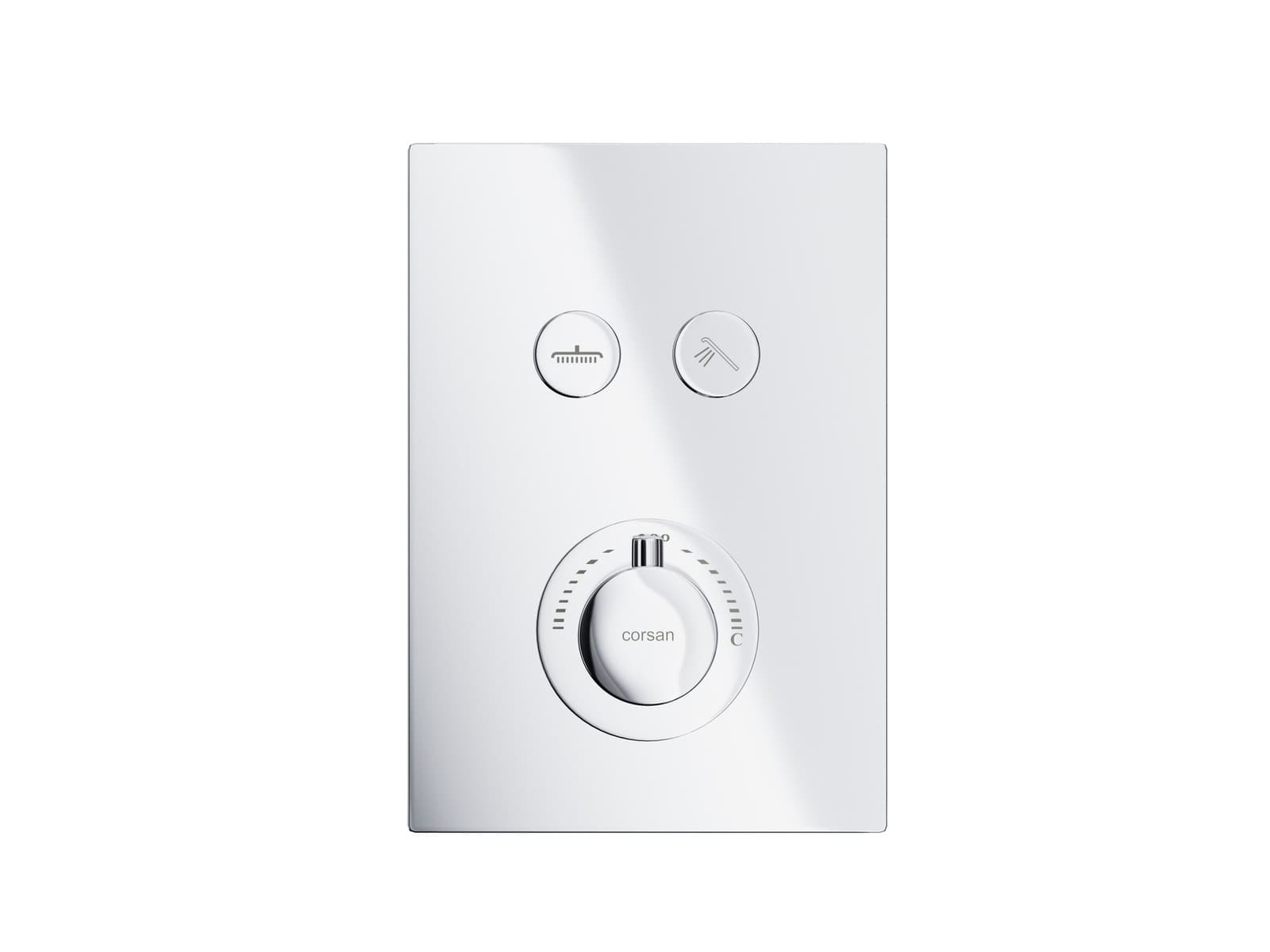 Zestaw prysznicowy Corsan CMZ049CH chrom z deszczownicą i głowicą termostatyczną