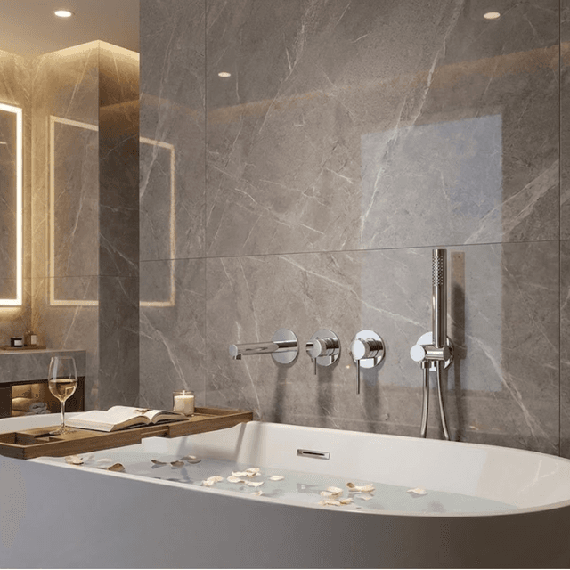 Bateria wannowa ścienna LUGO CMB7554CH z zestawem natryskowym Chrom