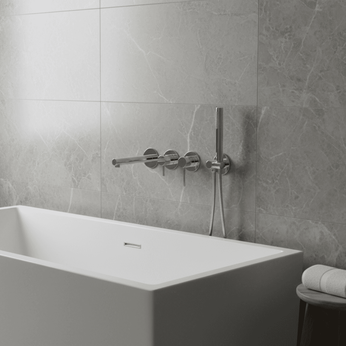 Bateria wannowa ścienna LUGO CMB7554CH z zestawem natryskowym Chrom