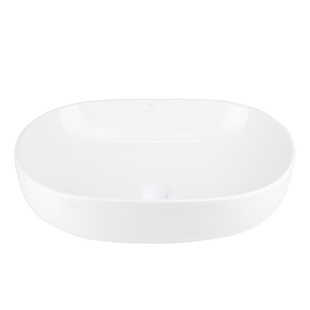 Umywalka nablatowa OLVENA UC5566WH 600x425x145mm Owalna Biały korek