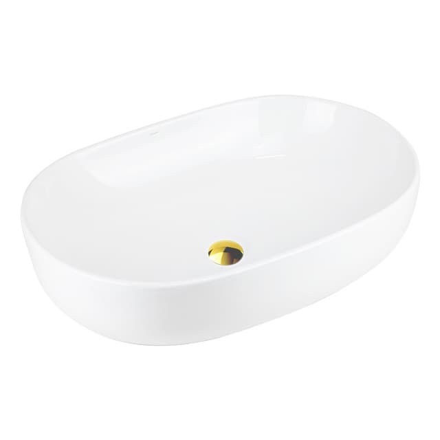 Umywalka nablatowa OLVENA UC5566GL 600x425x145mm Owalna Złoty korek