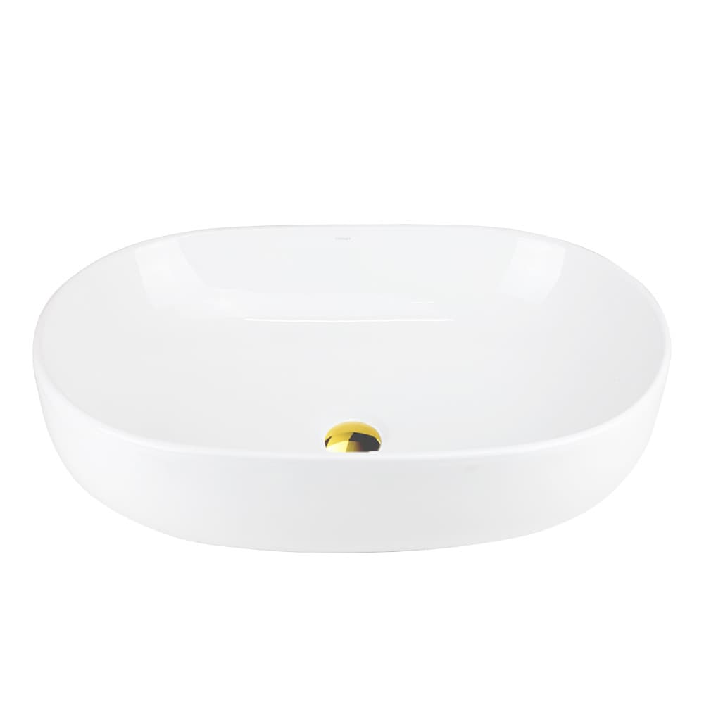 Umywalka nablatowa OLVENA UC5566GL 600x425x145mm Owalna Złoty korek