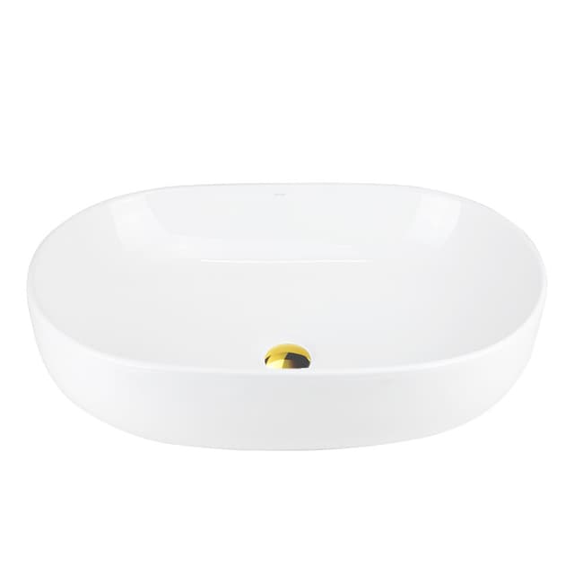 Umywalka nablatowa OLVENA UC5566GL 600x425x145mm Owalna Złoty korek