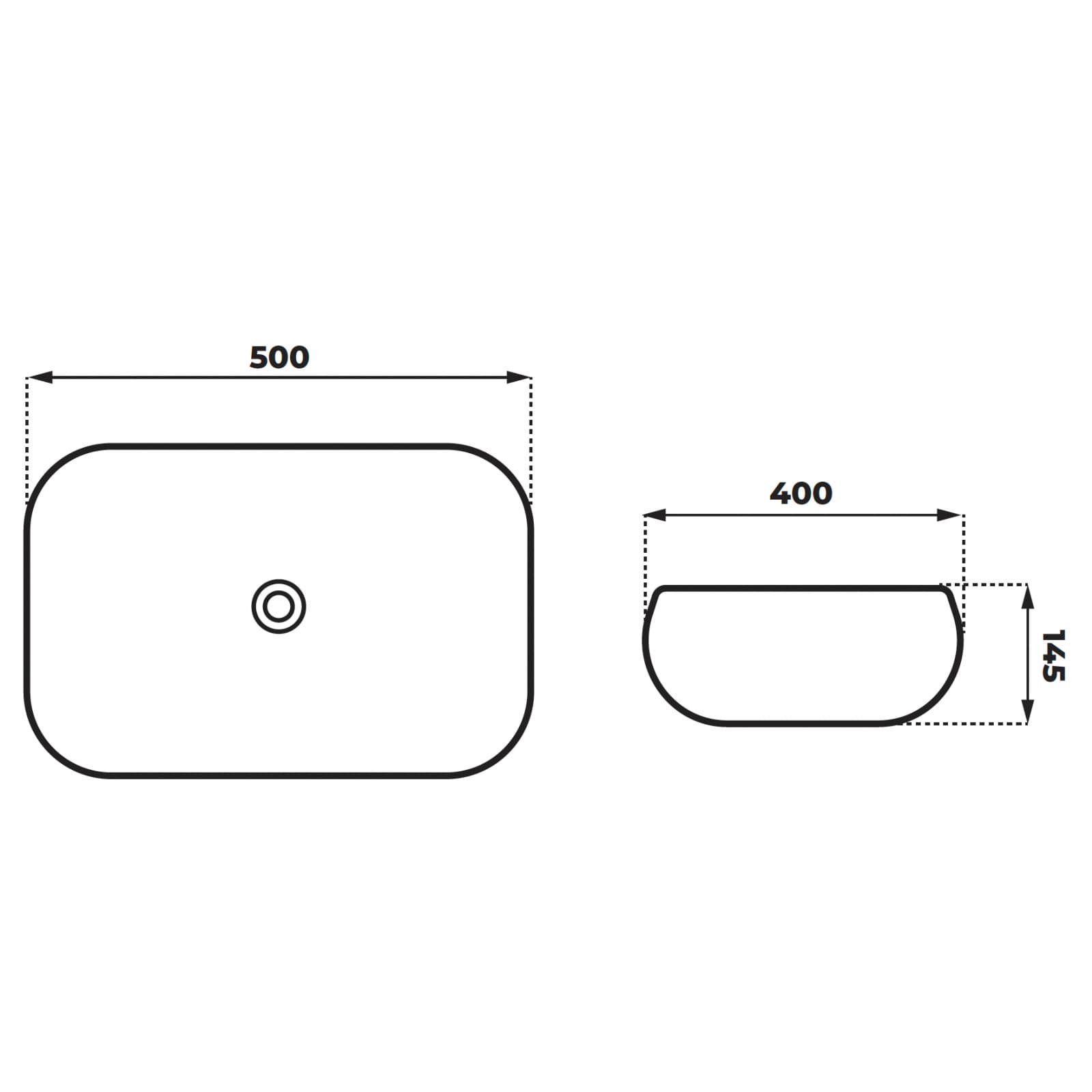 Umywalka nablatowa MONO UC5597 prostokątna 500x400x145 mm