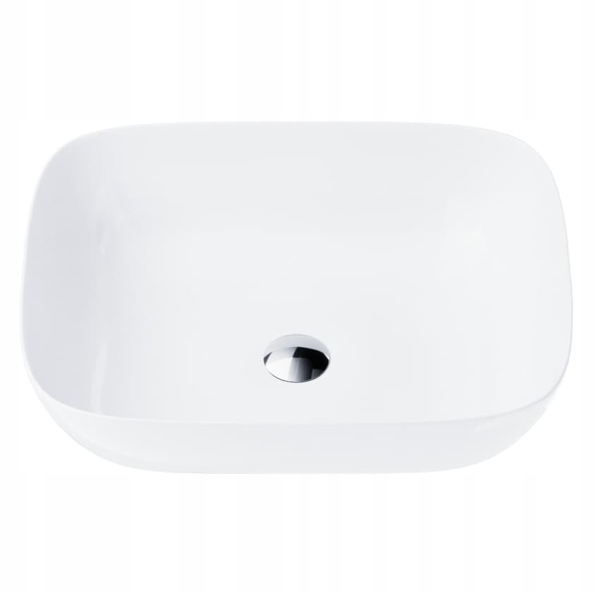 Umywalka nablatowa MONO UC5597CH prostokątna 500x400x145 mm z korkiem chrom