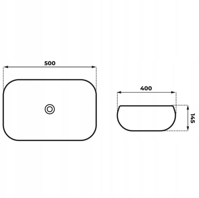 Umywalka nablatowa MONO UC5597CH prostokątna 500x400x145 mm z korkiem chrom