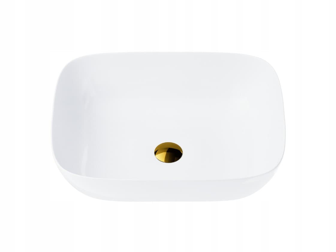Umywalka nablatowa MONO UC5597GL prostokątna 500x400x145 mm z korkiem złotym