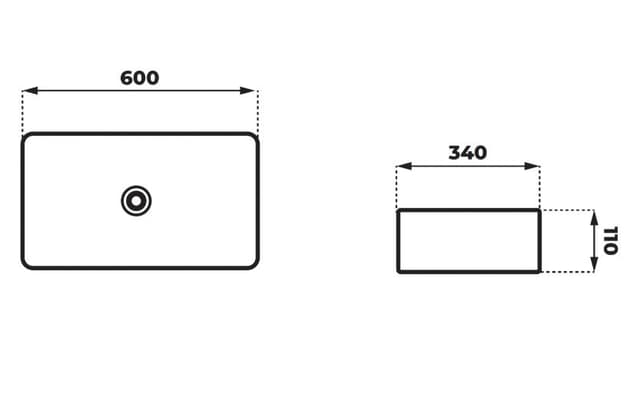 Umywalka nablatowa ANGO UC5610GL prostokątna 600x340x110 mm z korkiem złotym