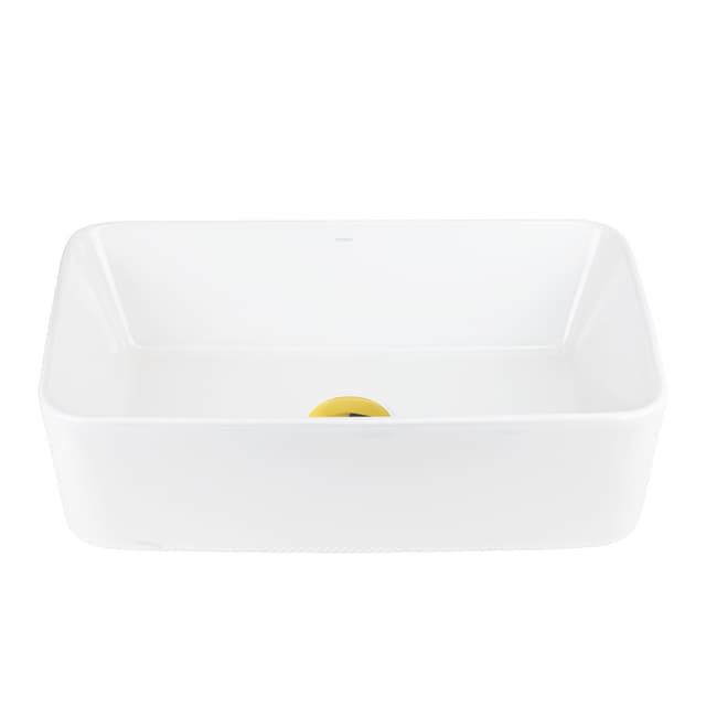 Umywalka nablatowa Ango prostokątna 480x295x135 mm z korkiem złotym