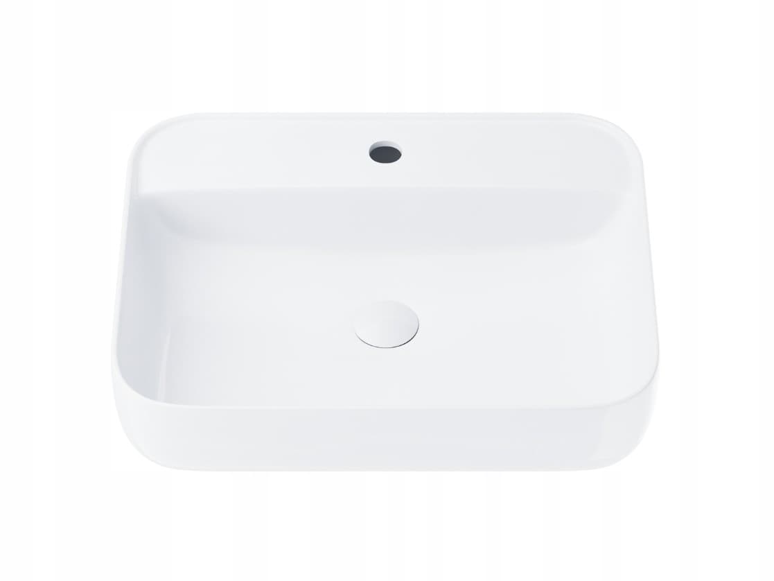 Umywalka nablatowa ANGO UC5641WH prostokątna 500x400x140 mm z korkiem białym
