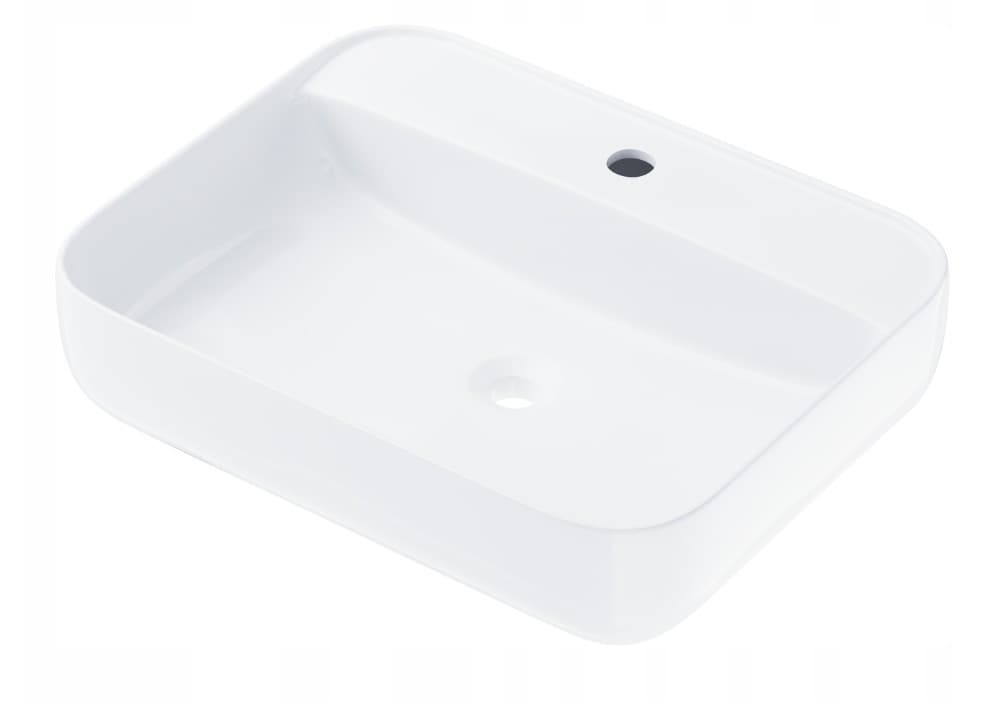 Umywalka nablatowa ANGO UC5641WH prostokątna 500x400x140 mm z korkiem białym
