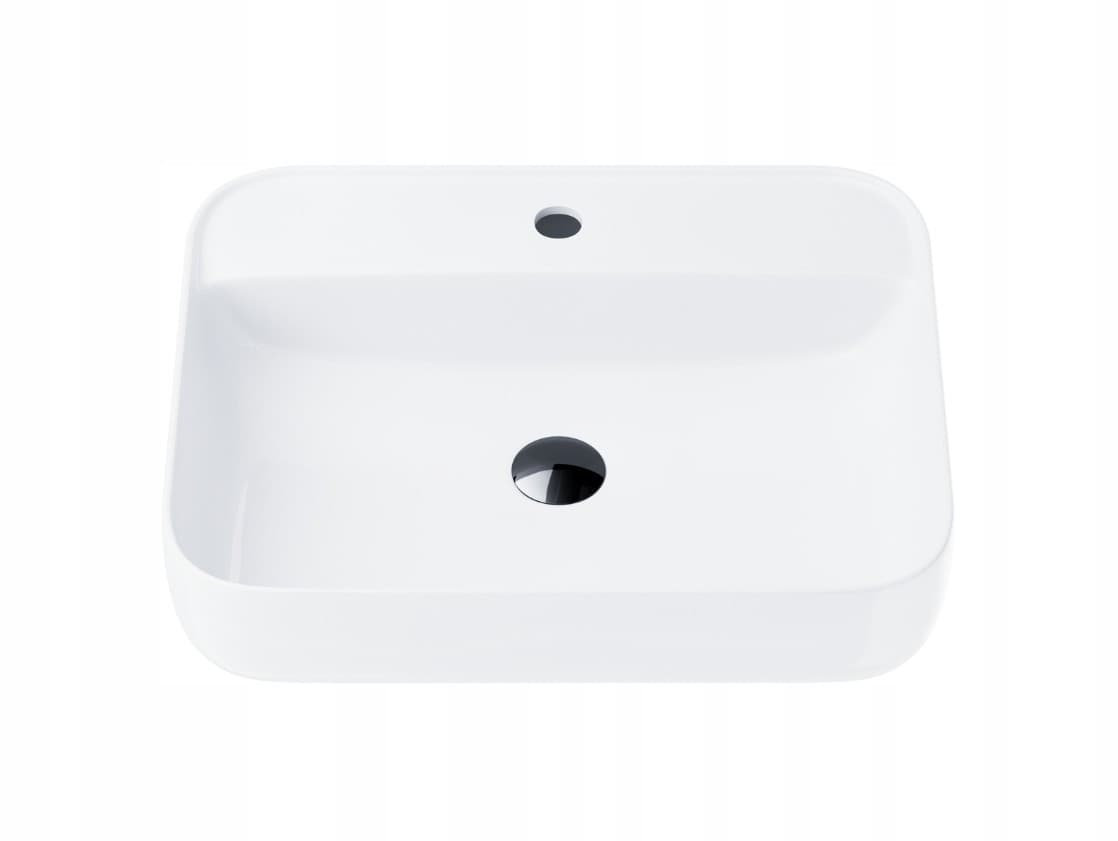 Umywalka nablatowa ANGO UC5641BL prostokątna 500x400x140 mm z korkiem czarnym